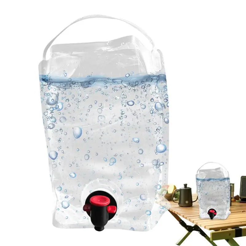 5.5L Portable Water Bag Folding Bucket Transparent Water Container Jug Bottle Pouch Outdoor Camping Water Bottle With Handle