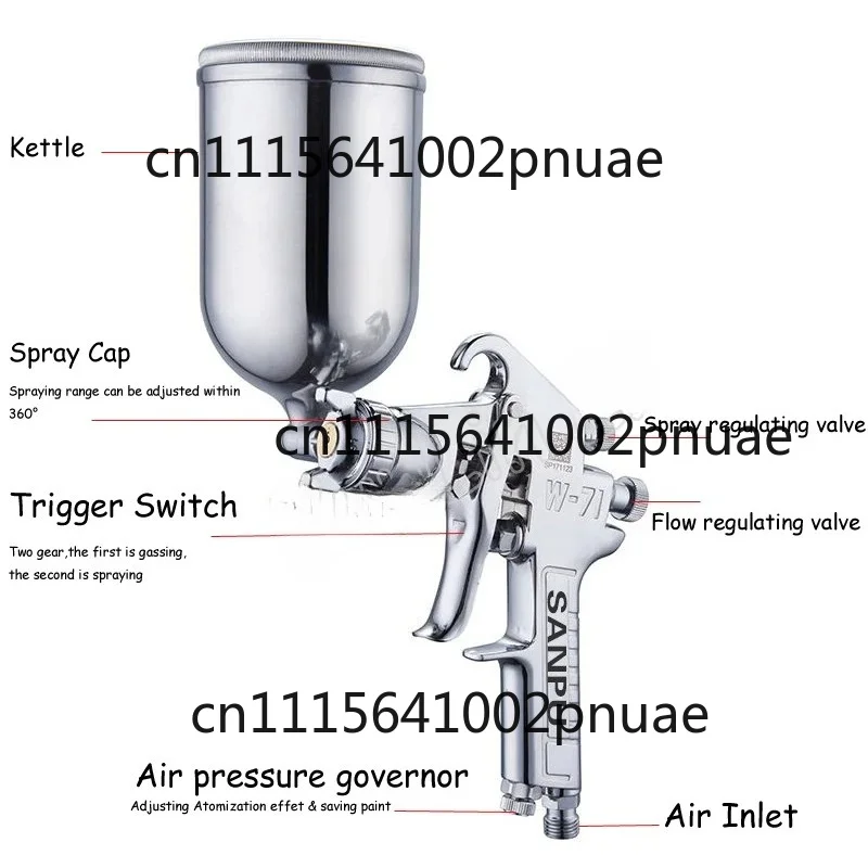 Sprayer Alloy Painting Atomizer Tool With 400ML Hopper For CarsW-71 Professional Furniture Paint Guns W71 Spray Gun Airbrush