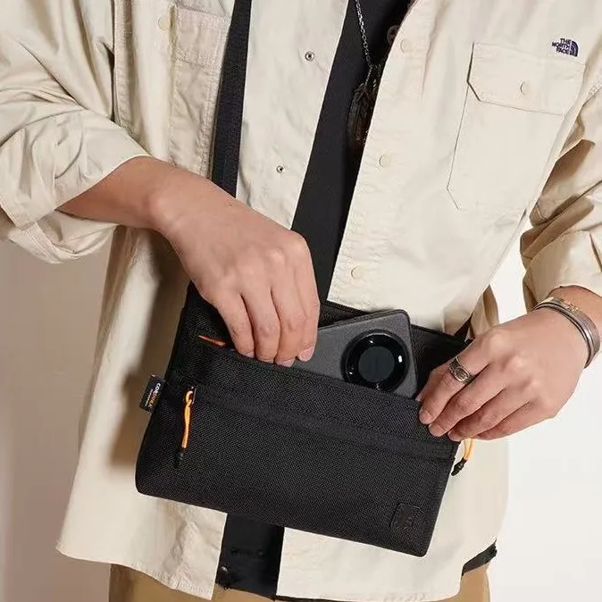 Cordura Ballistic Nylon Horizontal Square Messenger Bag Multi-pocket Thin Small Backpack Contrasting Color Design Waterproof