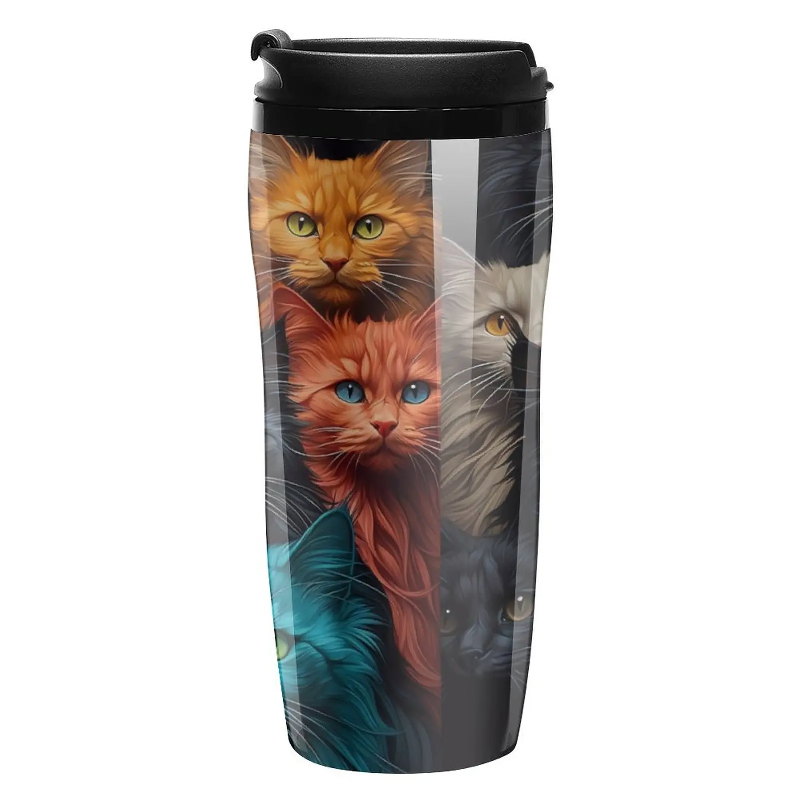 Cute Cats Coffee Mug to Go Colorful Animal Print Travelist Sublimation Water Bottle Leakproof Cold and Hot 350ml Plastic Cup