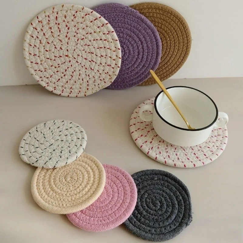 30cm Round Placemat for Dining Table Placemats Woven Linen Heat-resistant Non-slip Mats 11.81\'\' Home Wedding Kitchen Accessories