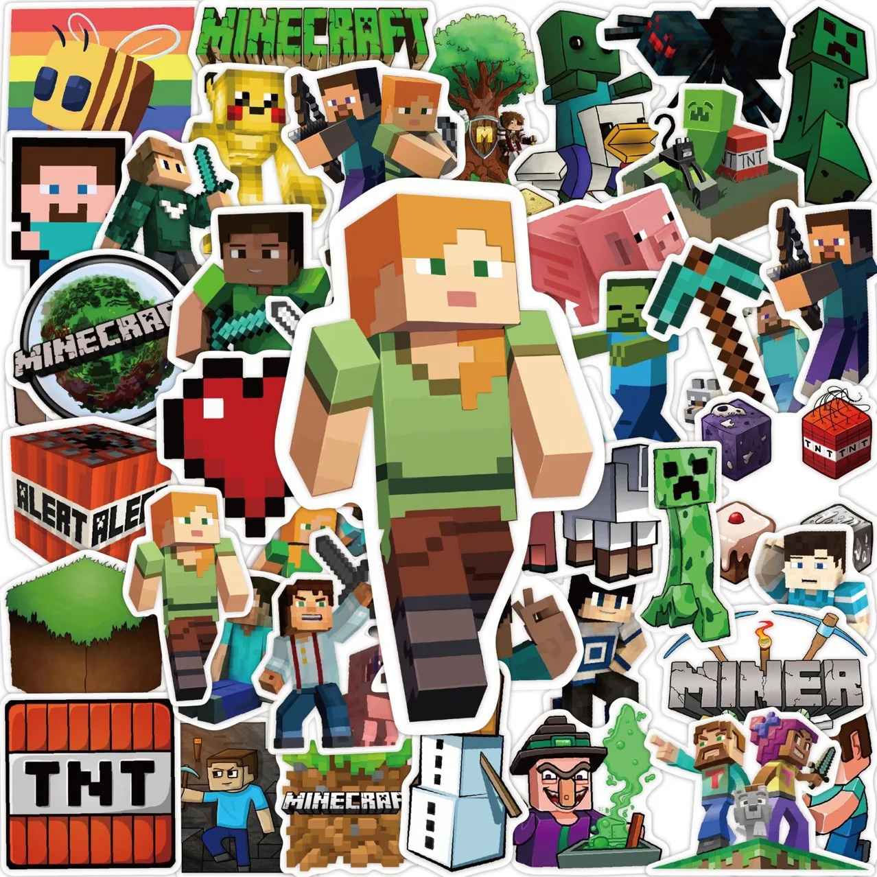 50 قطعة لعبة بكسل تحت عنوان ملصقات مقاومة للماء Minecrafted ملصقات الكرتون رسومات الشعار المبتكرة سكيتبورد حقائب ألعاب أطفال الأولاد الهدايا