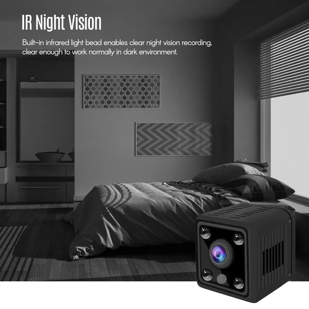 Mini Camera Video Camera 1080P Full HD Camcorder 155° Wide Angle IR Night Vision Motion Detection WiFi Function for Security