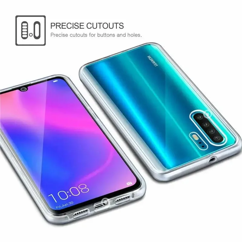 360 Full Body Cover Silicone Case For Huawei P20 P30 Pro P40 Lite Mate 10 20 Lite P smart 2019 2020 2021 Dual Transparent Cover