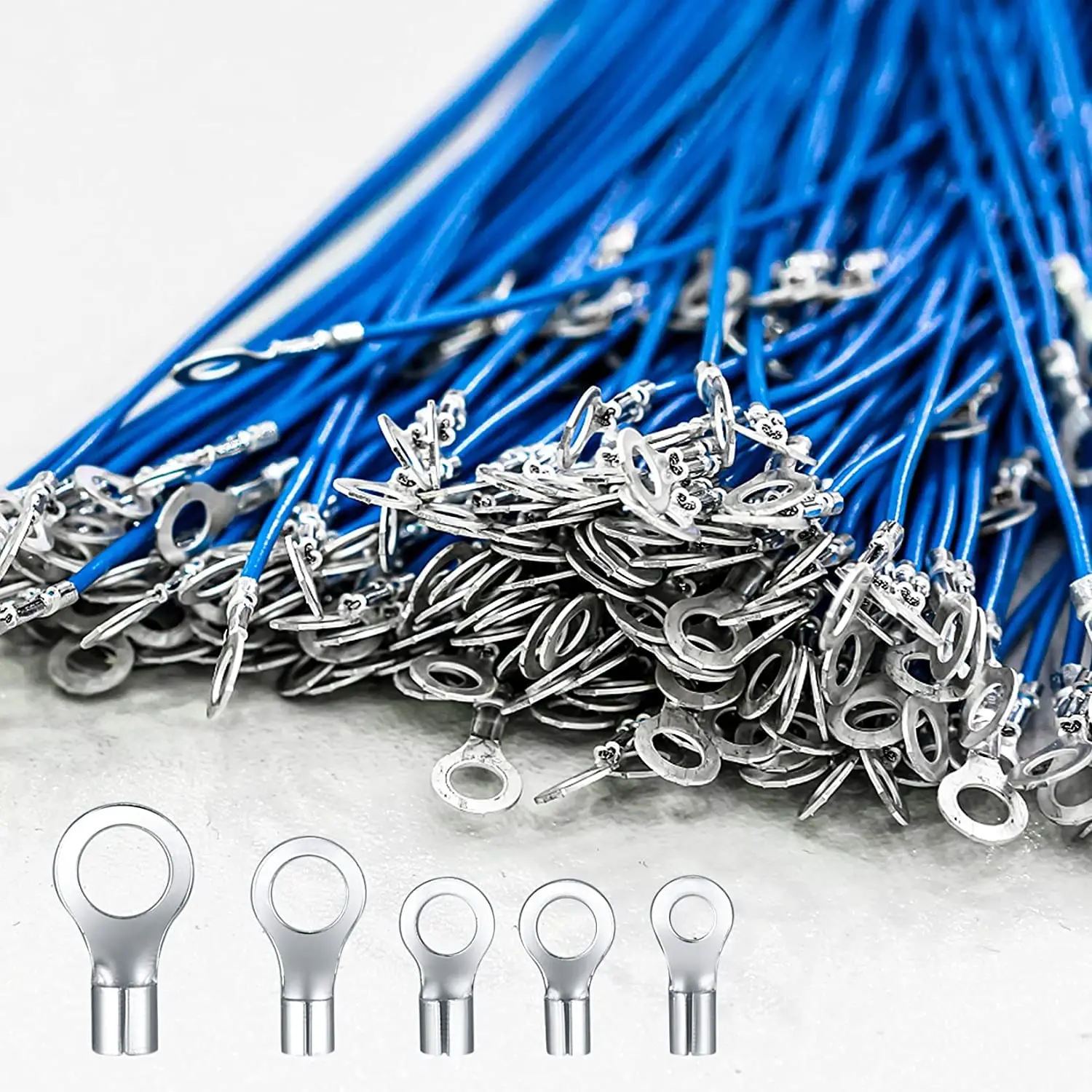 300-Pack Non-Insulated Ring & Fork Terminal Connectors – AWG 22-10 Tinned Copper, Assorted Kit In Storage Case