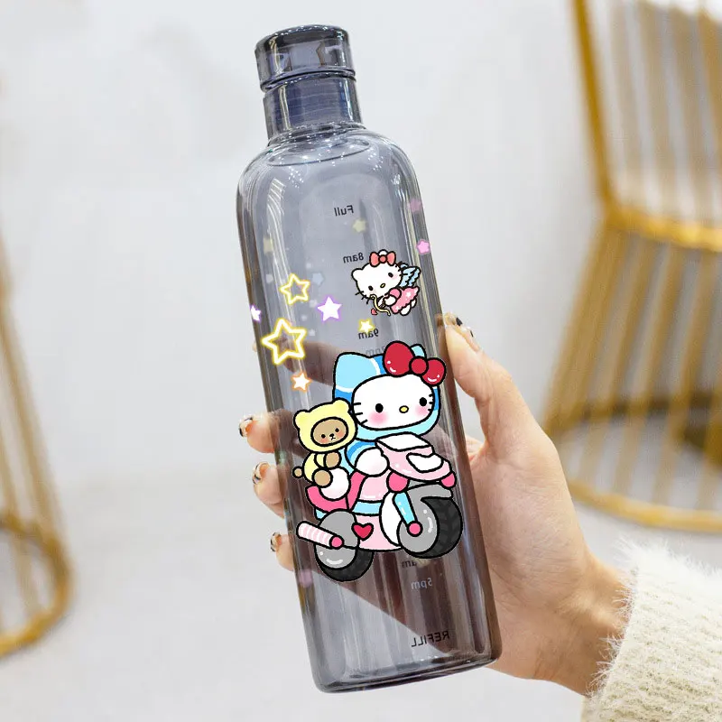 Sanrio 500/750ml Graduated Water Cup Plastic Portable Hellokitty Water Bottle High Temperature Resistant  Anti Drop Sports Cup