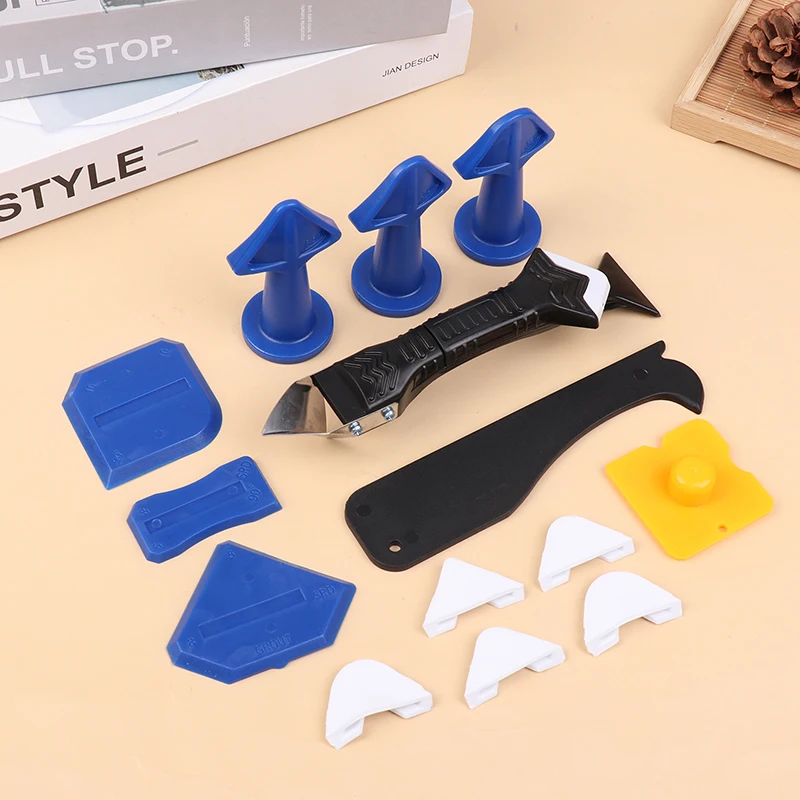 15PCS Caulk Nozzle Applicator Silicone Scraper Sealant Caulking Smooth Remover Tools Kit Floor Caulk Finisher Grout Accessoriess