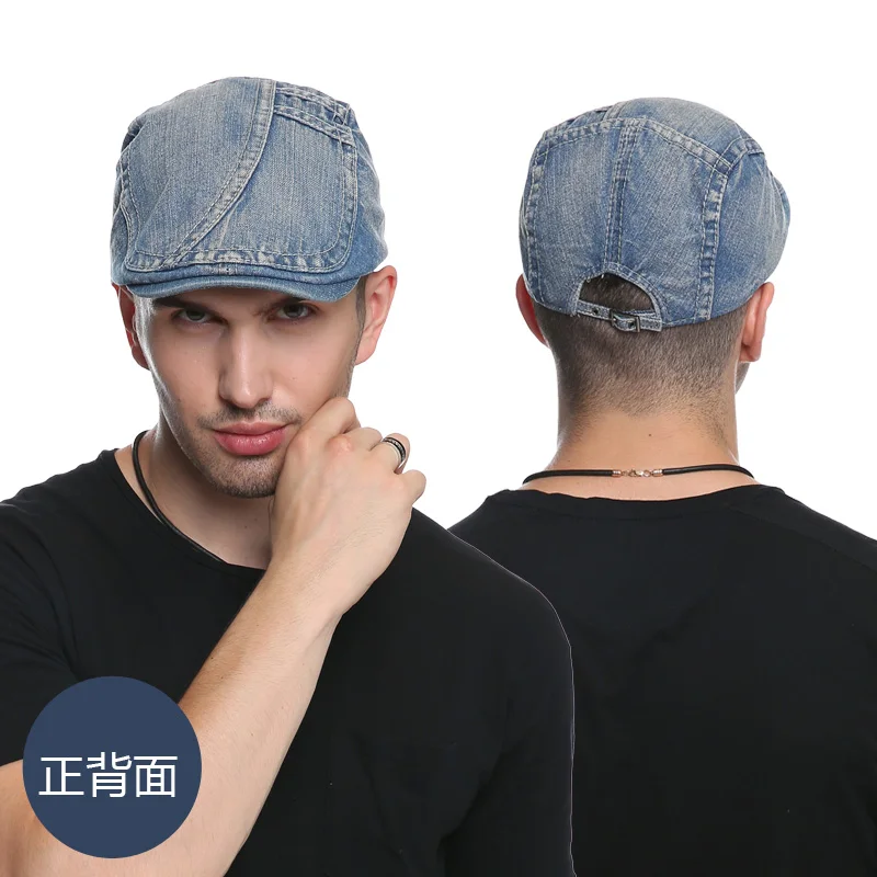 2023 Casual Cowboy Flat Cap Vintage Denim Cloth Casual Peaked Beret Cap for Women Men High Quality Fashion Retro Jean Hat