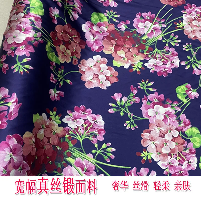 

Широкая шелковая кованая ткань с синим цветком, рубашка, пижама Cheongsam, одежда, летняя ткань