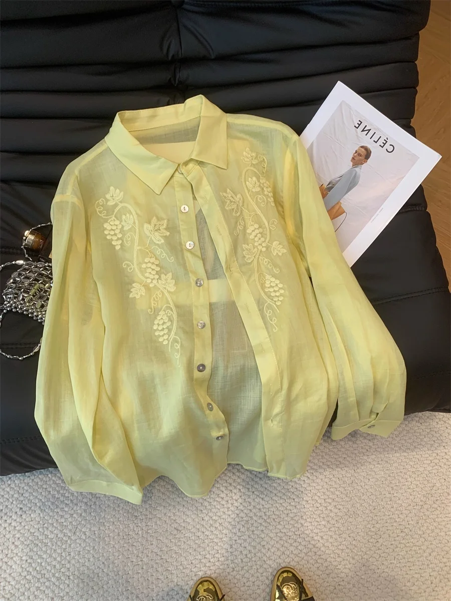 Csa de Manga Larga Deada de Moda Coreana con Bordado Floral en el Cuello para Hombre y Mujer, Estilo Casual y Hoado pa...