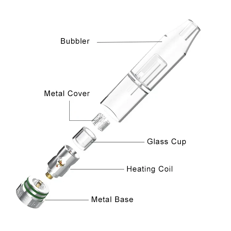 Original Longmada Crystal II 2 Dry Herb / Wax Atomizer with Wickless Quartz Coil Cup 510 Thread Concentrate Herbal Vape Tank