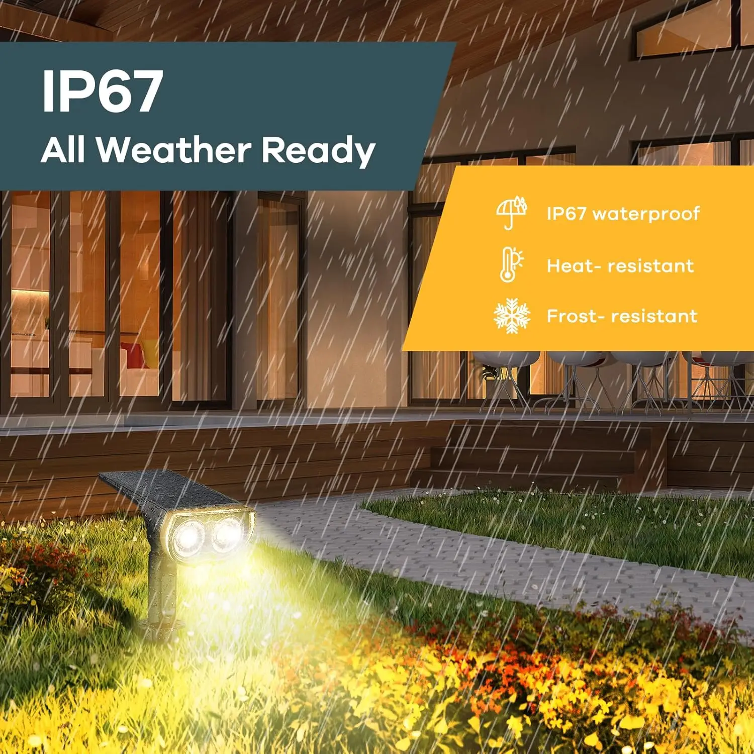 Focos solares que cambian de color, iluminación impermeable para caminos de jardín y paisaje al aire libre IP67 (paquete de 6)