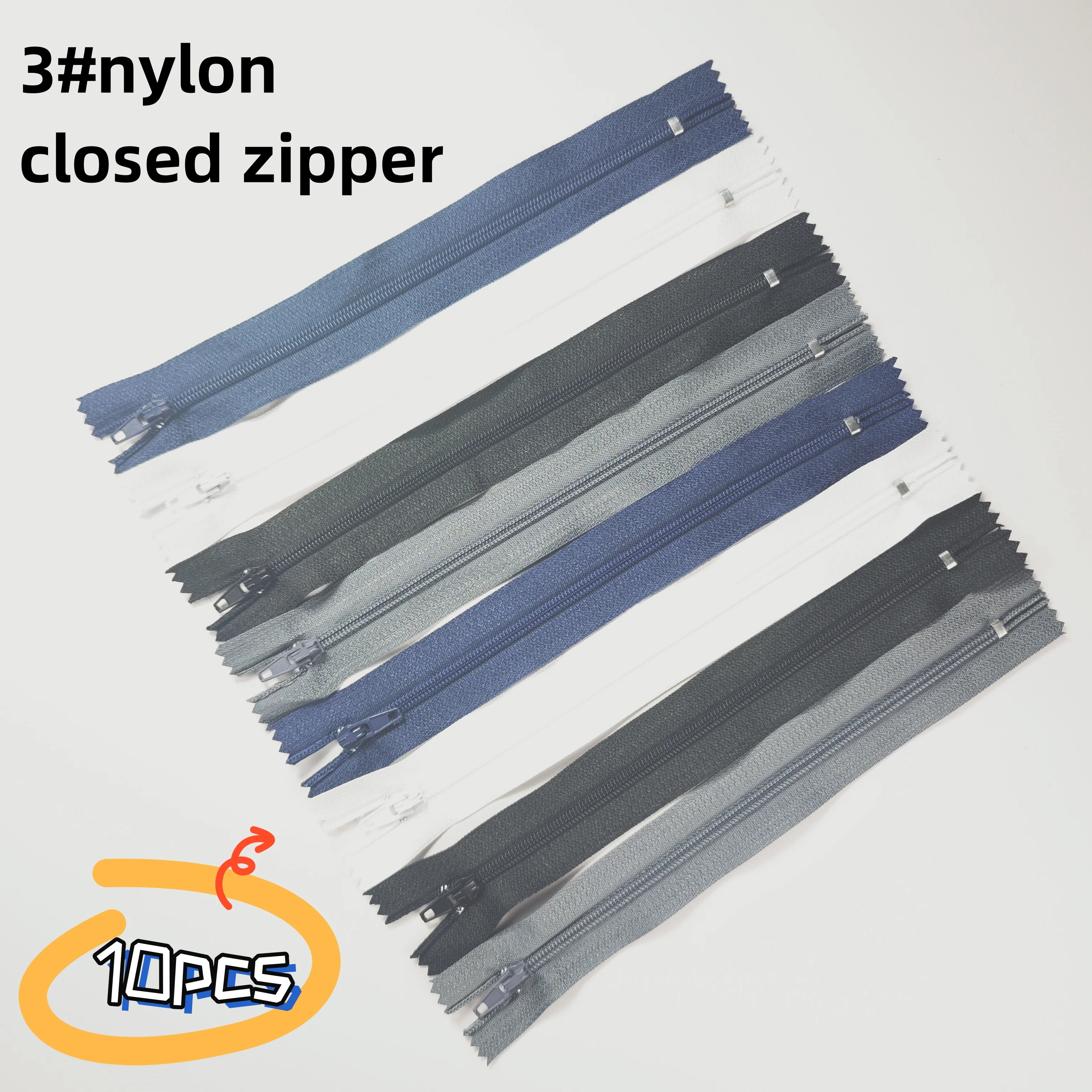 （10pcs)3# nylon closed tail zipper dress pants front front crotch pocket short zipper 12cm