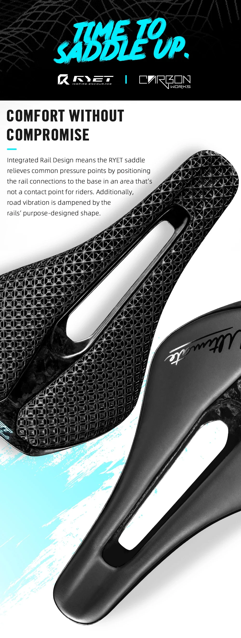 RYET Ultraleichter Carbon-Fahrradsattel 3D-Gedruckter Fahrradsitz 135/143mm Bike-Sattel für MTB Gravel Rennrad Fahrradteil – Detail 1