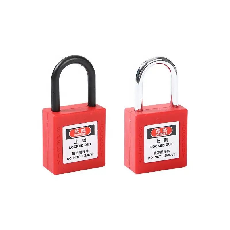 Red Steel Shackle Padlock LOTO Tagout Security lock All Kinds Of Industrial Safety Padlock Engineering Plastic ABS Lock Body