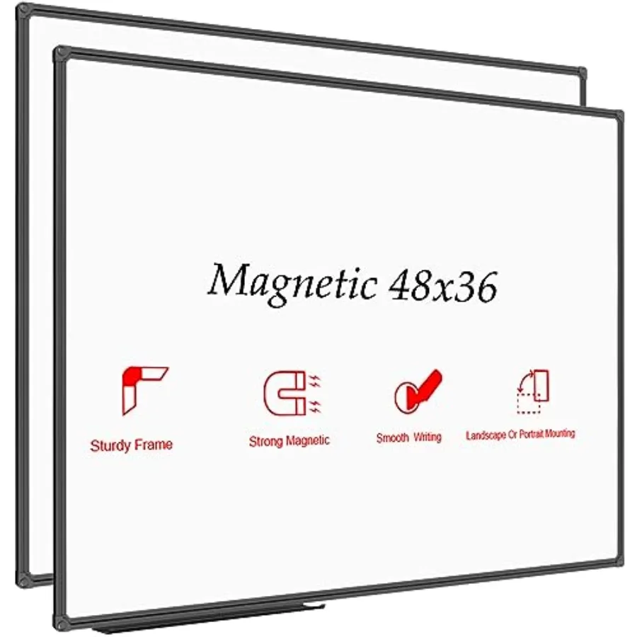 

Магнитная доска для записей/белая доска для сухого стирания, 48 x 36 дюймов, 2 штуки, черная алюминиевая рама, настенная доска для офиса, дома и