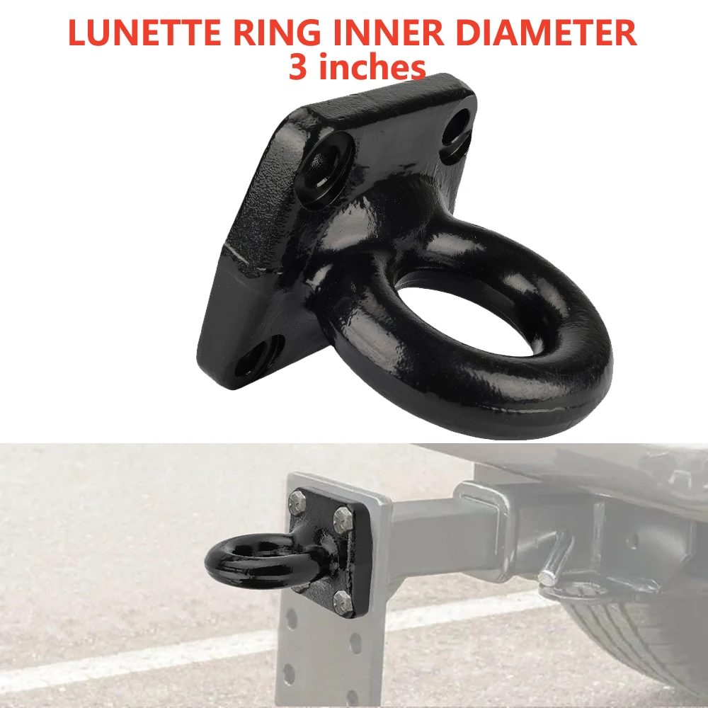 

Heavy Duty Steel Lunette Ring 3'' Trailer Towing Hook Traction Towing Accessories For Vehicle Recovery Off-Road RV Modification