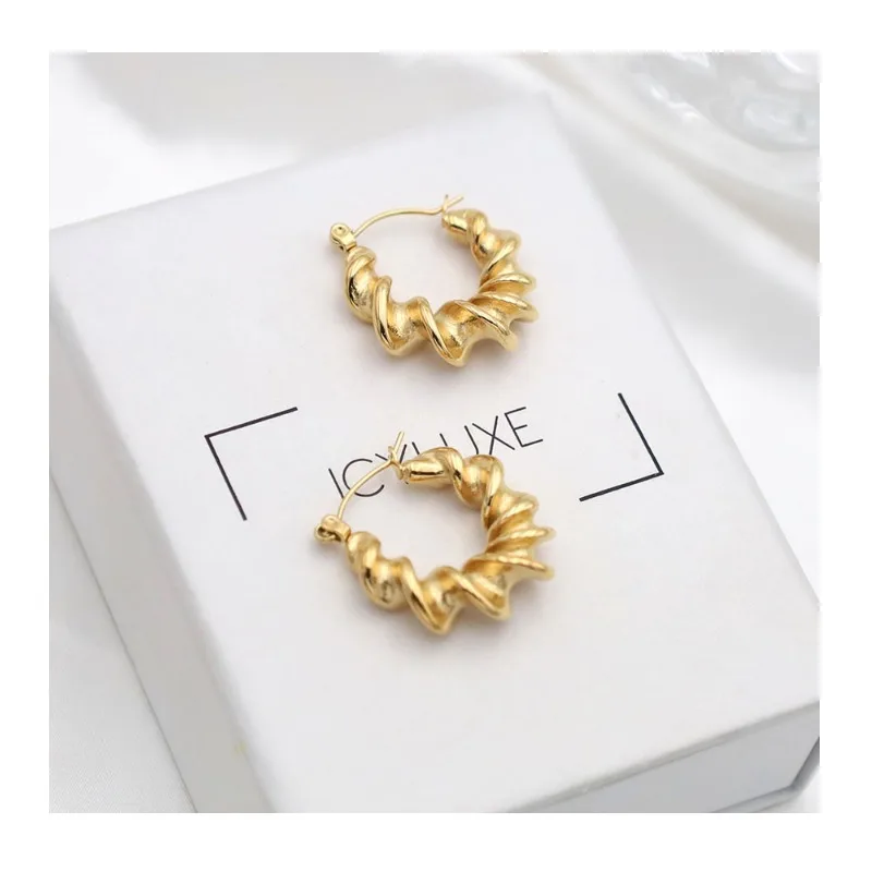 

French Personality Exaggerated Titanium Steel Kink Earrings, High-end Light Luxury Earrings Do Not Fade in Summer