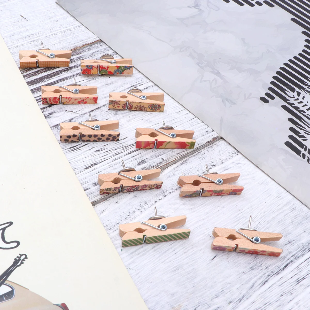 20 قطعة مقاطع خشبية دبابيس الدفع المسامير الزخرفية صور الكولاج معلقة عمل فني عرض الحرف المنزل مكتب المدرسة الملحقات
