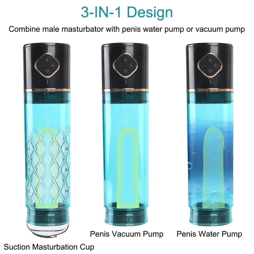 Water Bath Penis Pump Penis Enlargement Pump Sex Toys For Men Vacuum Masturbator Automatic Rechargeable Penis Extender Trainer