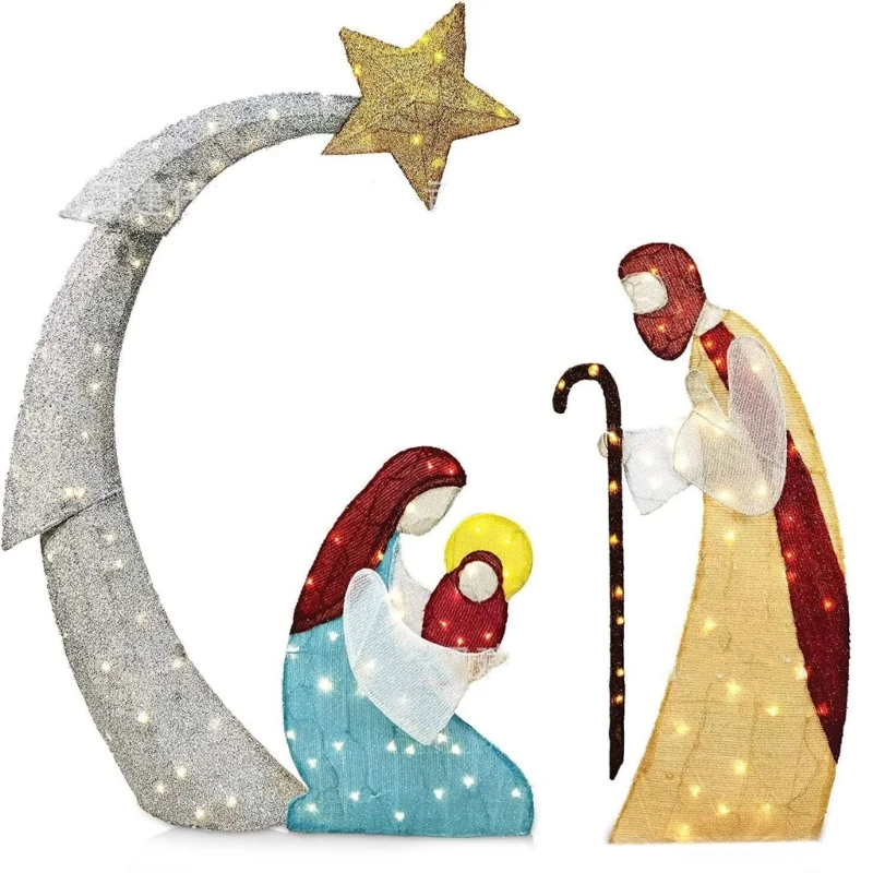 Christmas Nativity Set Holy Family Acrylic Decorative Figures Acrylic Material