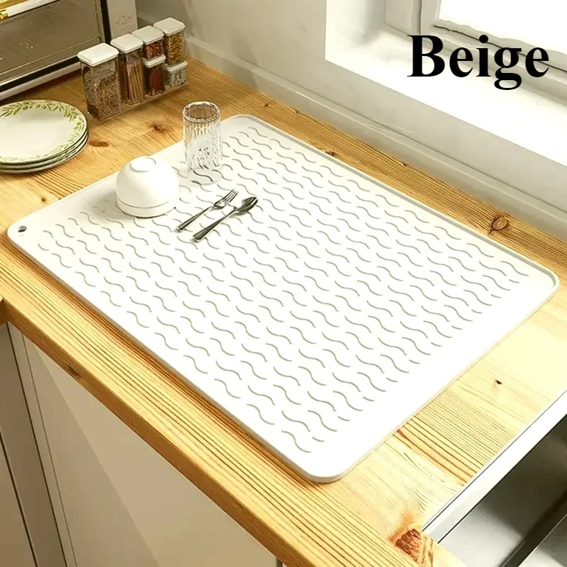 Silicone Dish Drying Mat Heat Resistant Foldable Non-Slip Dish Draining Mat Kitchen Countertop Drip Tray Sink Pad Placematslarge