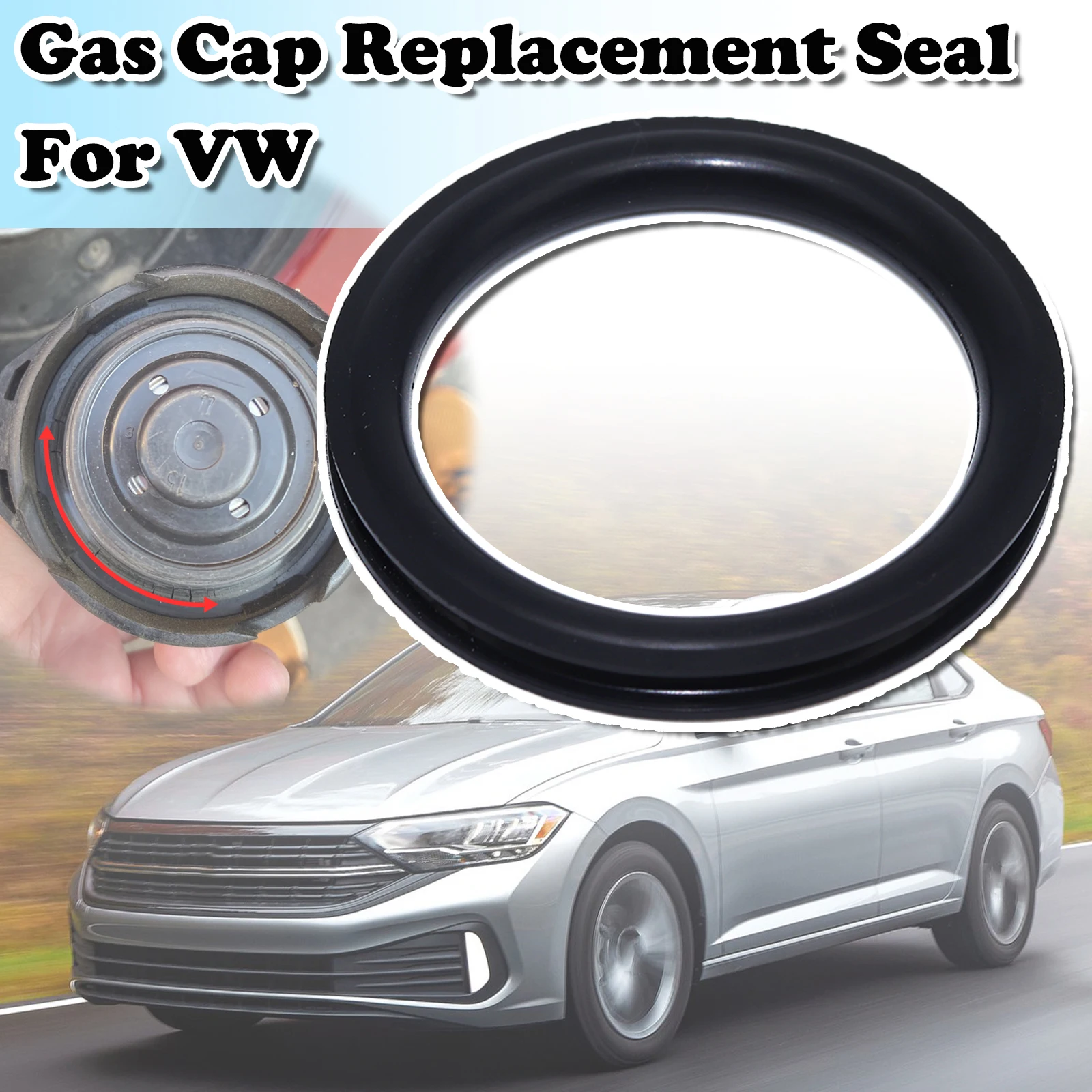 

For VW GOLF JETTA LUPO PASSAT BEETLE Gas Cap Replacement Seal Fuel Tank Filler Neck Repair V Shape O-ring Rubber Gasket Washer