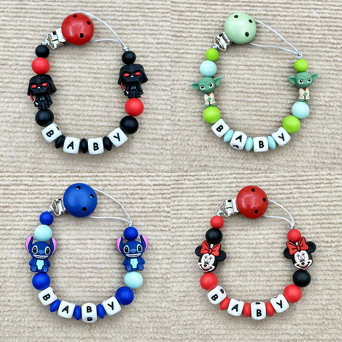 Personalized Custom Name Cartoon Silicone Pacifier Clip BPA Free Baby Pacifier Holder Chain Handmade Baby Shower Gift