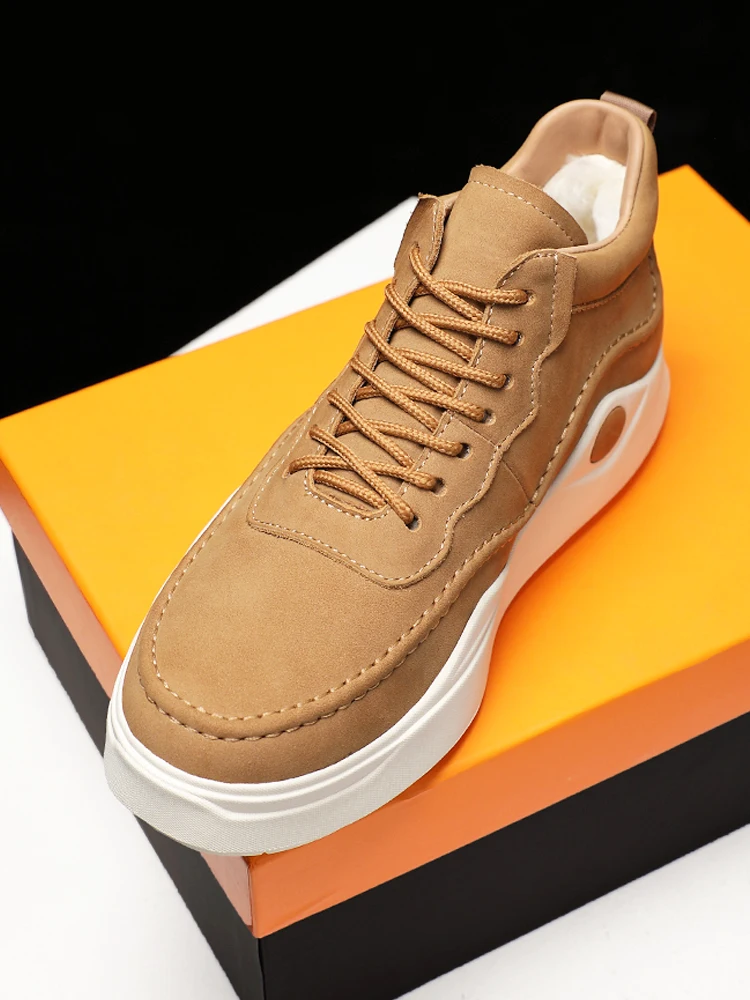 

Sheepskin Fur Wool Snow Boots Men Winter Thick Plush Casual Sport Ankle Boots Male Genuine Leather Warm High Top Shoes Oxfords