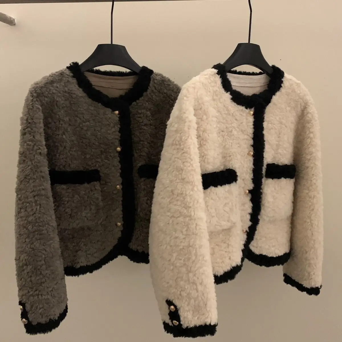 Chique herfst winter dames ronde hals splitsen jas met lange mouwen losse mode kasjmier cropped jas warme bovenkleding