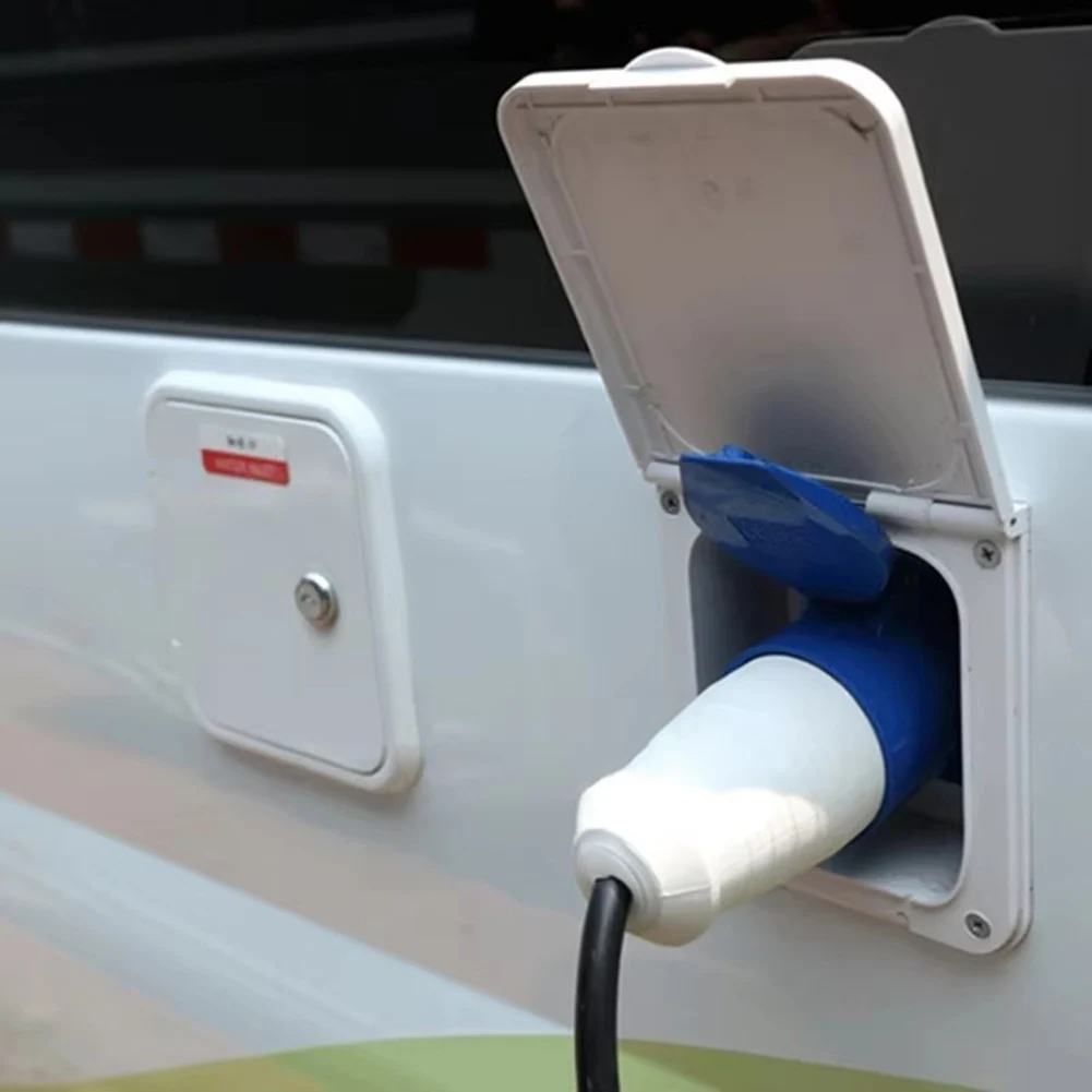 Flush Inlet Socket 32A Power Outlet External Hook Up for Motorhome Trailer RV Power Inlet with for cable Exit Bottom