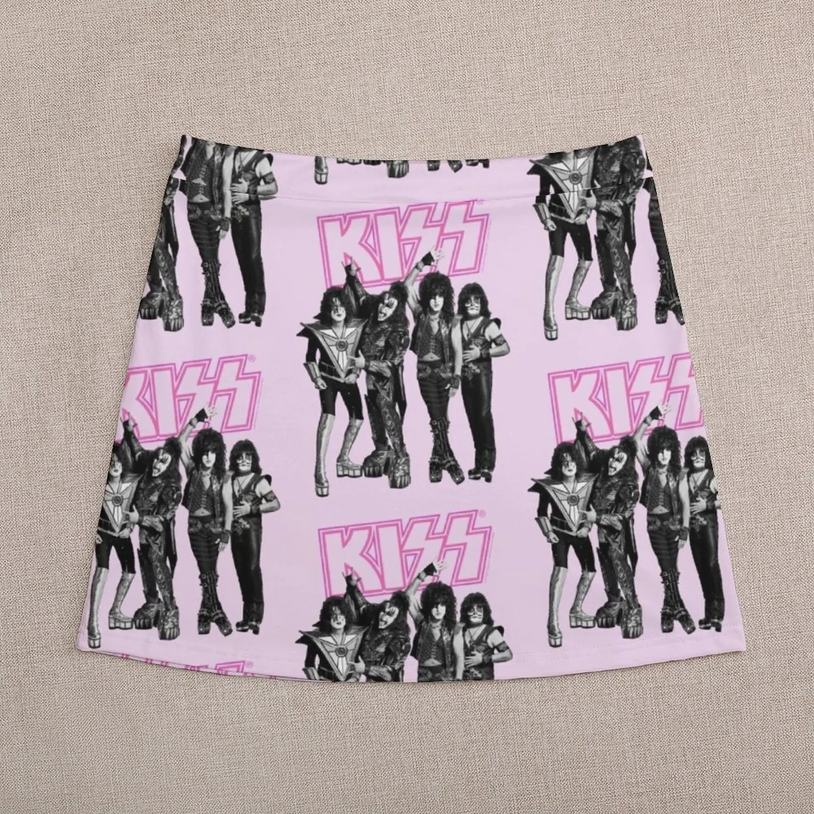 KISS Band Fan Art Pink Mini Skirt Korean clothing chic and elegant woman skirt