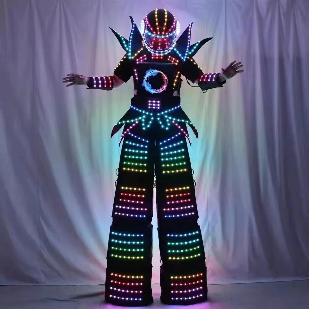 2024 nuovo personalizza gli uomini LED Tron Dance Wear manica lunga personalizza tinta unita manica lunga A643 grigio chiaro rosa cotone