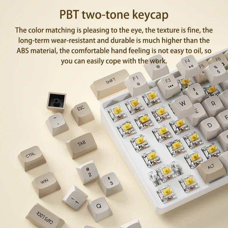 Imagem -04 - Aigo-teclado Mecânico sem Fio A108 com Fio Mais 2.4g Dual-mode Pbt Dual Color Keycap Recarregável Bateria de Lítio