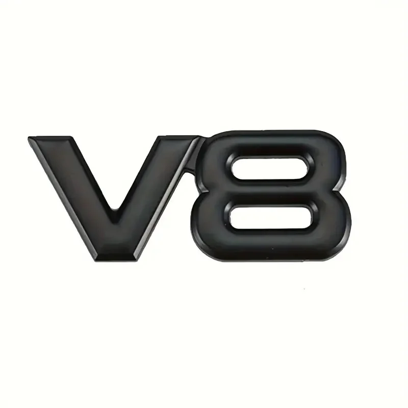 Metal 3D V8 Engine Displacement Trunk Rear Car Badge Decal Emblem Sticker Auto Styling For TOYOTA VW BENZ BWM VOLVO JEEP AUDI