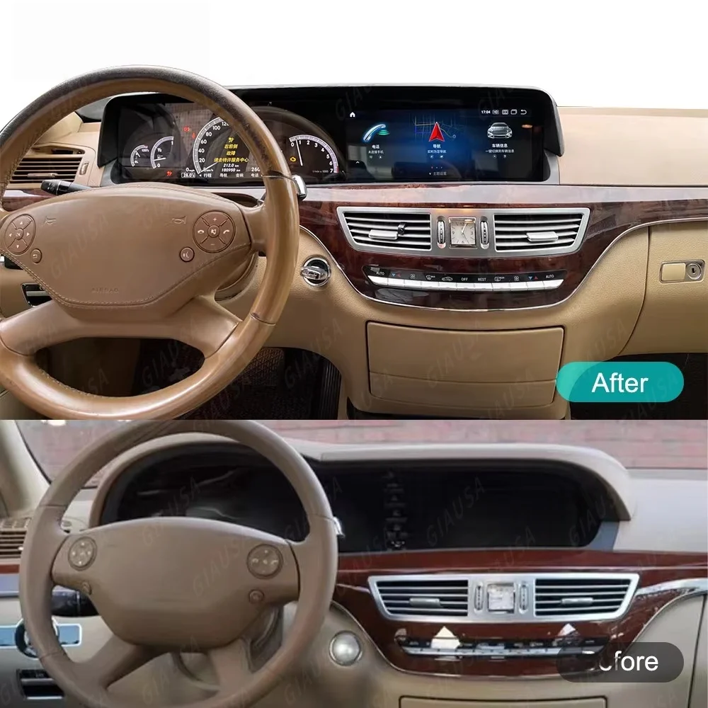 راديو سيارة طويل الشاشة لسيارة Mercedes Benz S Class W221 CL W216 2005-2013 مشغل فيديو الوسائط المتعددة نظام تحديد المواقع والملاحة وحدة Carplay #4