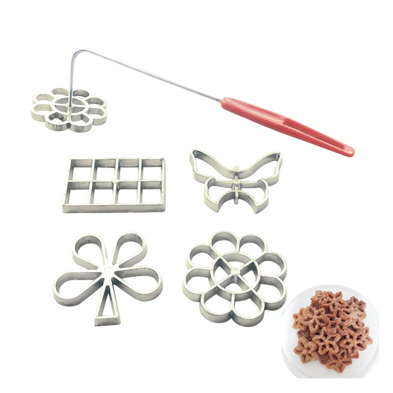 Aluminum Rosette Mold Iron Maker Waffle Alloy Frying Snack Mold Funnel Cookie Bake Mold Bunuelos Mold with Handle Baking Tool