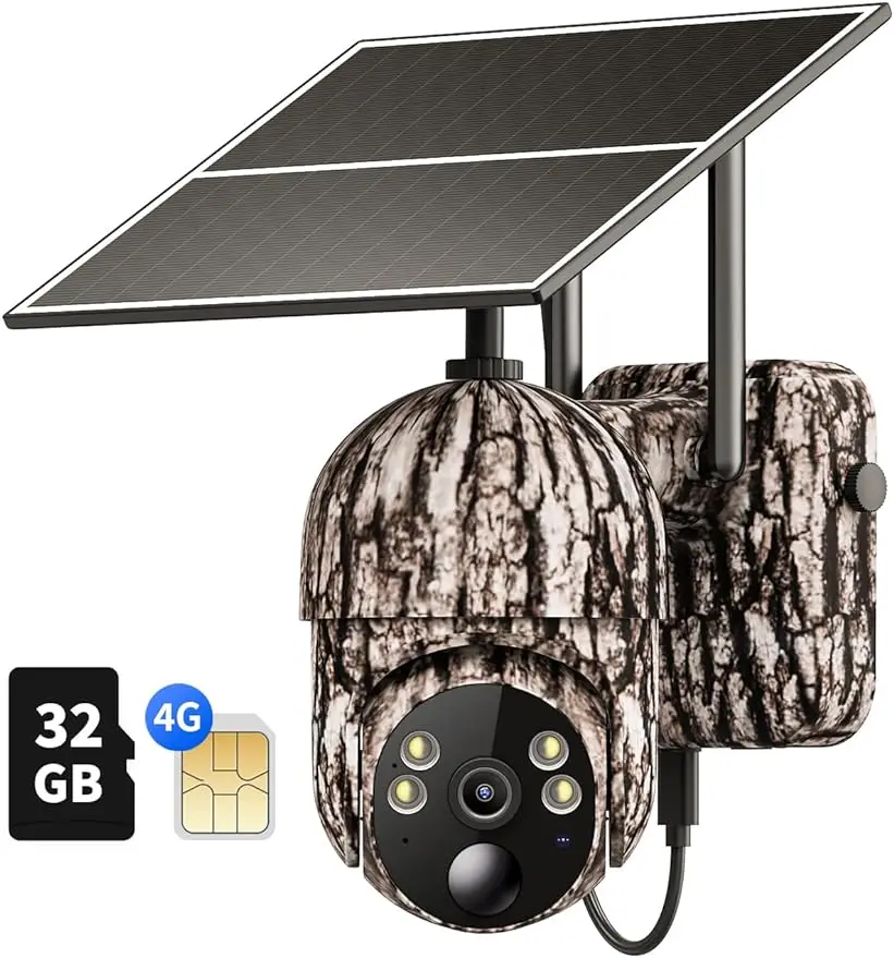 

Cellular Trail Cameras Gen 3.0 with SD&SIM Card, 360° Full View, 2K Live Streaming, Solar Powered, Remote Phone Access