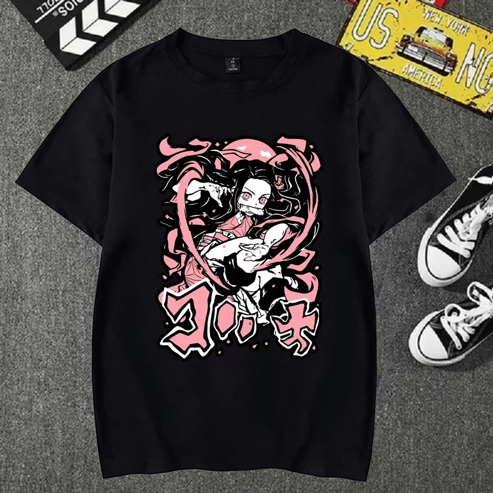 Casual Harajuku Tee Summer Demon Slayer Clothes Anime Cartoon T Shirt for Women Streetwear Print Cotton Tops Graphic T Shirts