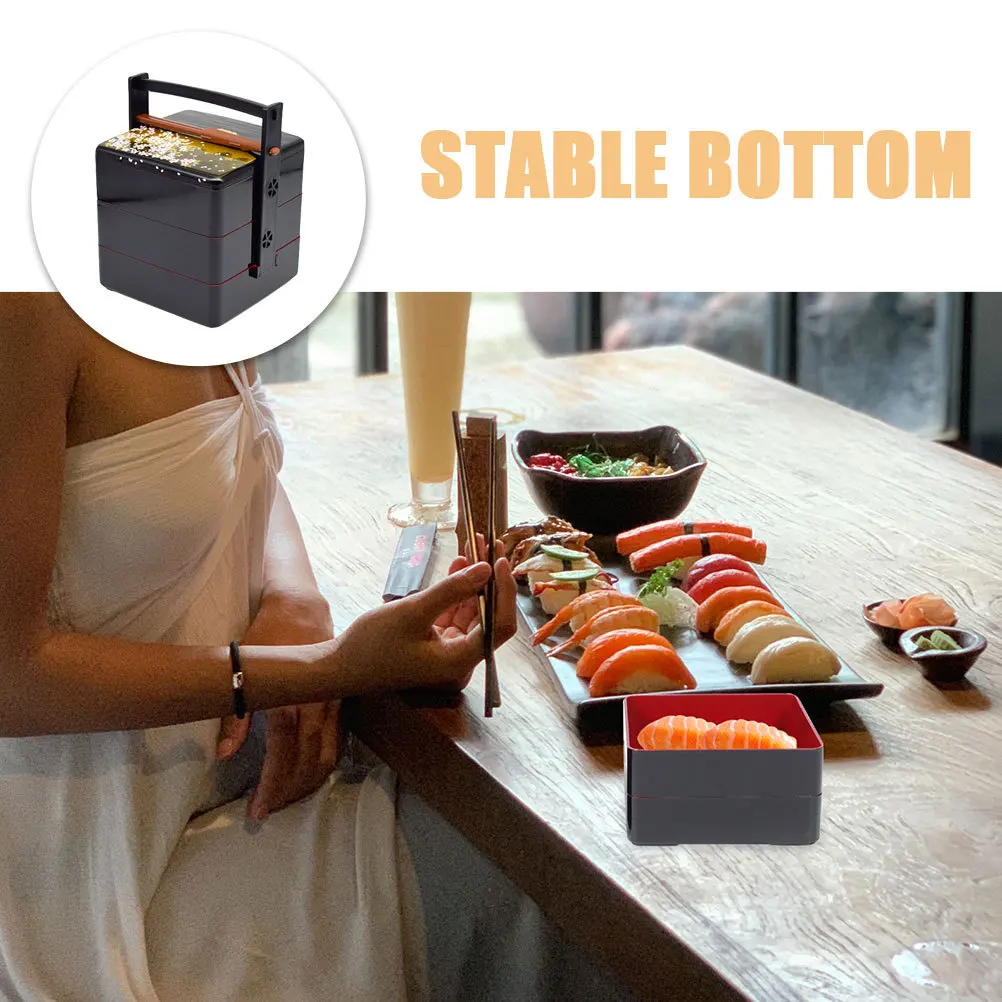 

1Set Sushi Box Japanese Style ABS Material Multi-Layer Leakproof Bento Container for Lunch Sashimi Storage Portable Food Carrier