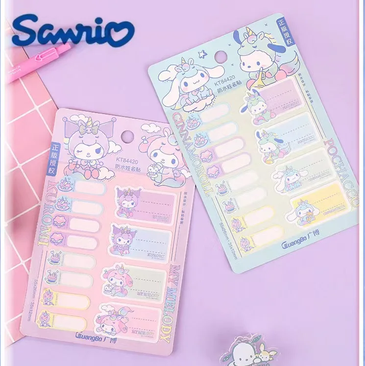 2 Set Unicorn Sanrio Mymelody Kuromi Cinnamoroll Pochacco Baby Bottle Labels for Daycare Name Tag Label Sticker School Supplies