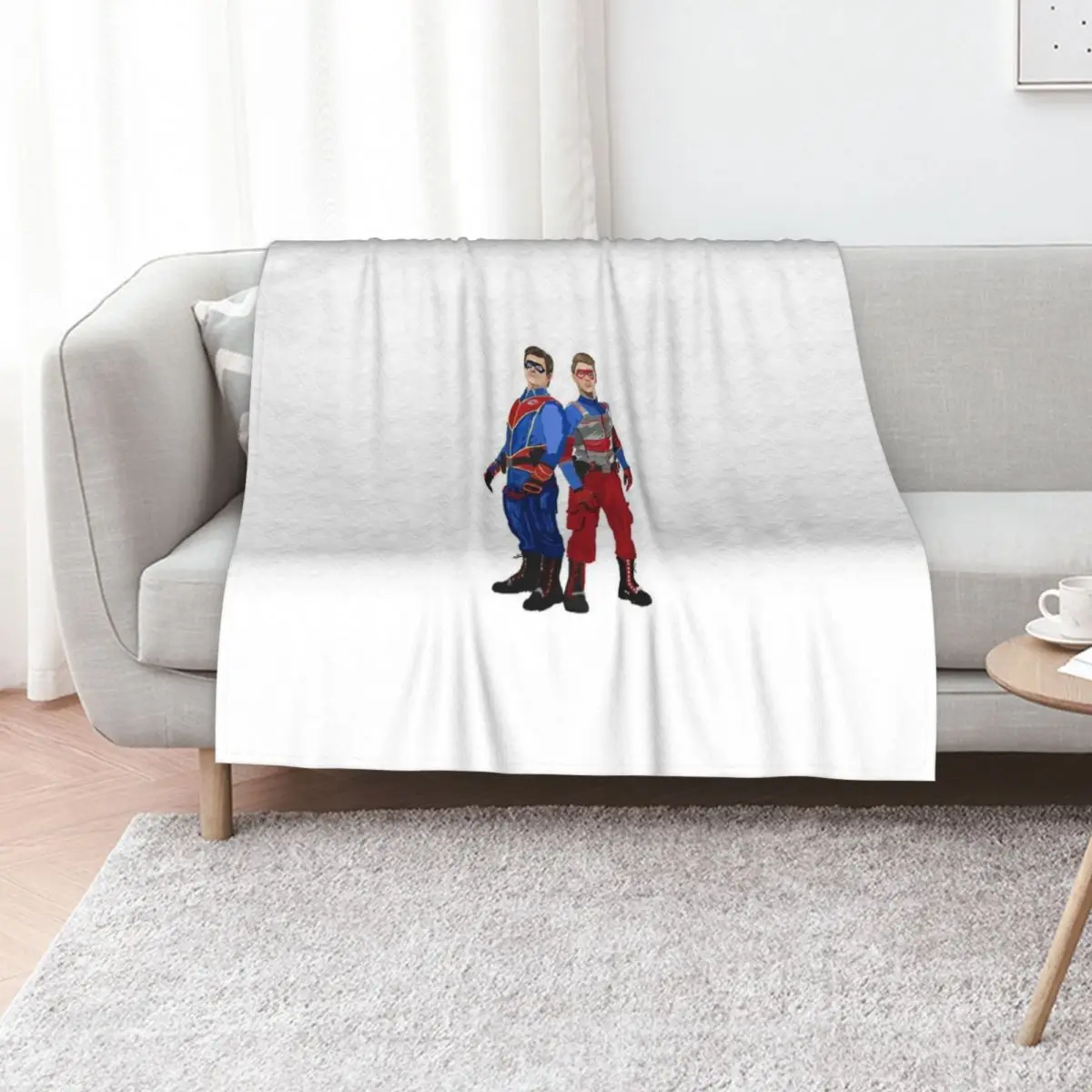 

Kid Danger and Captain Man Throw Blanket Retros Picnic wednesday Thermals For Travel Blankets