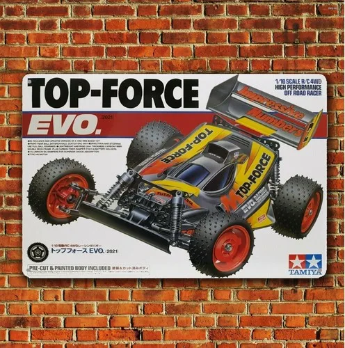 Metallposter Rc Car Wanddeko Blechschild Plakette Tamiya Top Force Evo Boxart