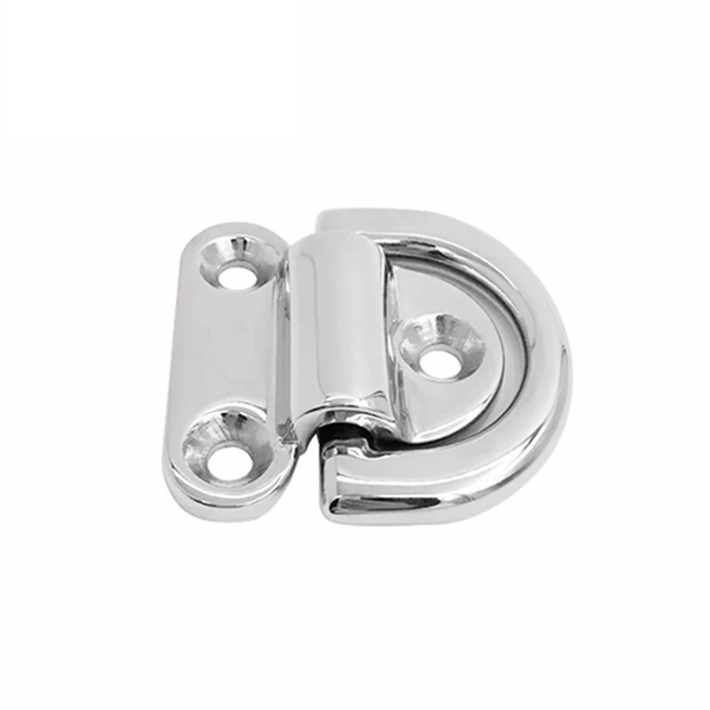 Marine Trailer Truck Lashing Ring 1 Pcs 316 Stainless Steel D Ring Folding Pad Eye Silver Tie Down Easy To Install