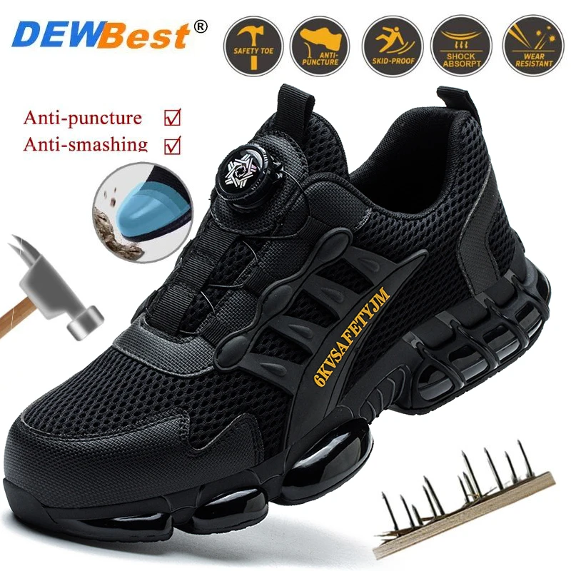 four seasons protective safety work shoes respiravel e confortavel anti quebra anti puncao botao giratorio 01