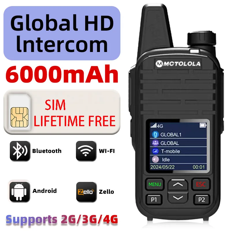 MOTOLOLA SIM Card Lifetime Free Support 4G Global POC Remote Control Handheld Intercom Suitable for Outdoor Camping Fleet Sch