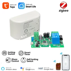 Tuya Smart Zigbee 1 Channel 85-250v Inching Switch Module With RF433 Remote Control, Work with Alice Alexa Google Home
