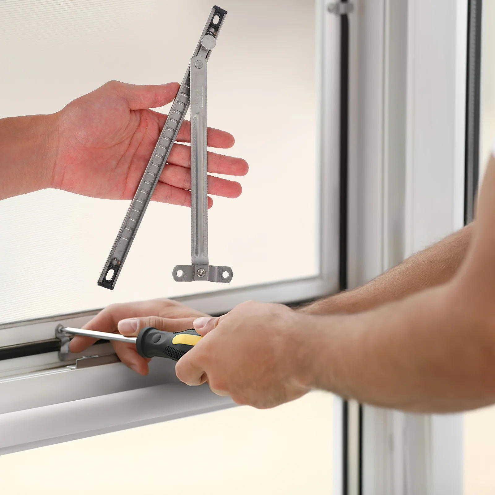 

No-Drill Adjustable Casement Window Limiting Hinge Security Ventilation Control Telescopic Replacement Accessory