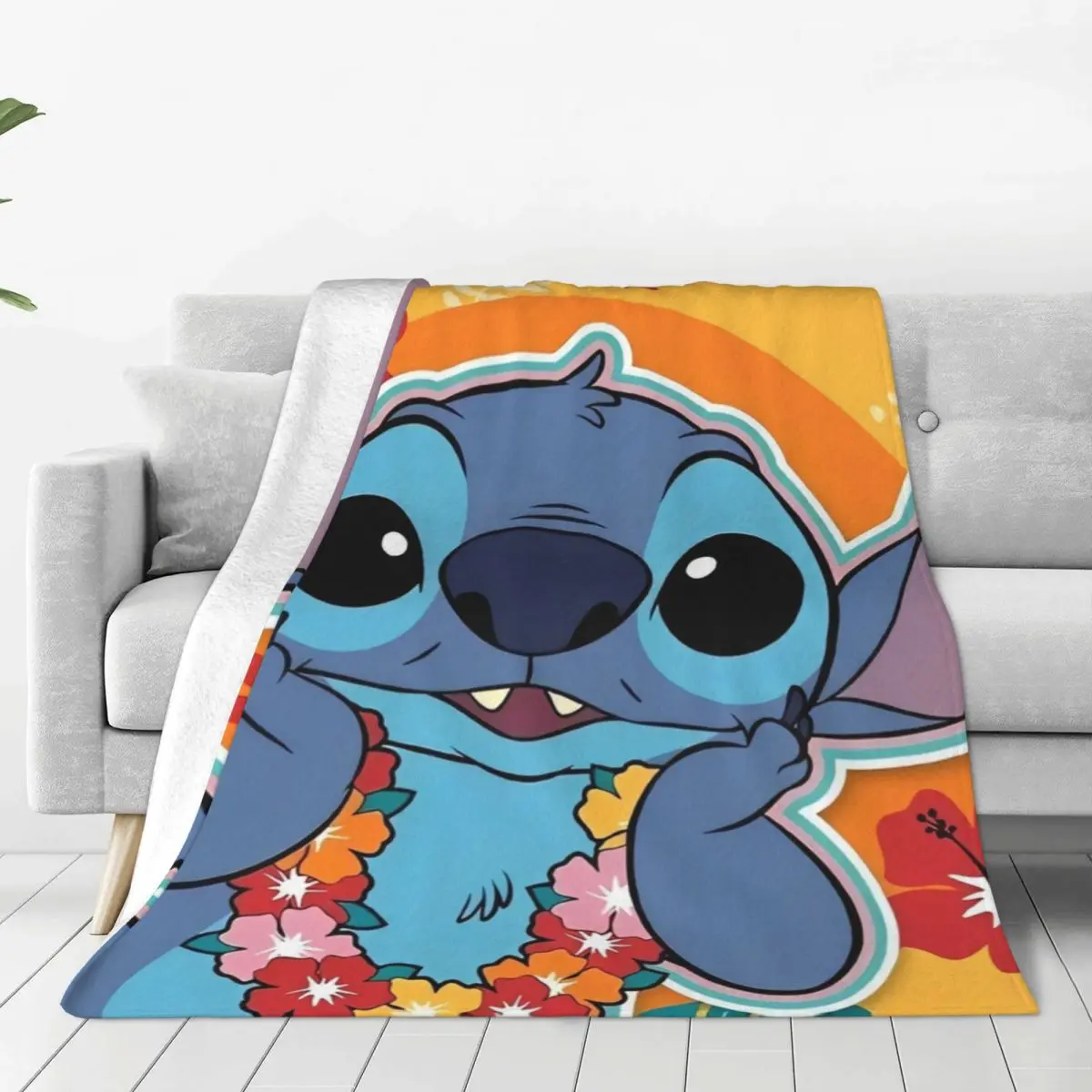 Kawaii Stitch And Angel Blanket Quality Warm Soft Cute Cartoon Throw Blanket Spring Camping Couch Chair Funny Bedspread