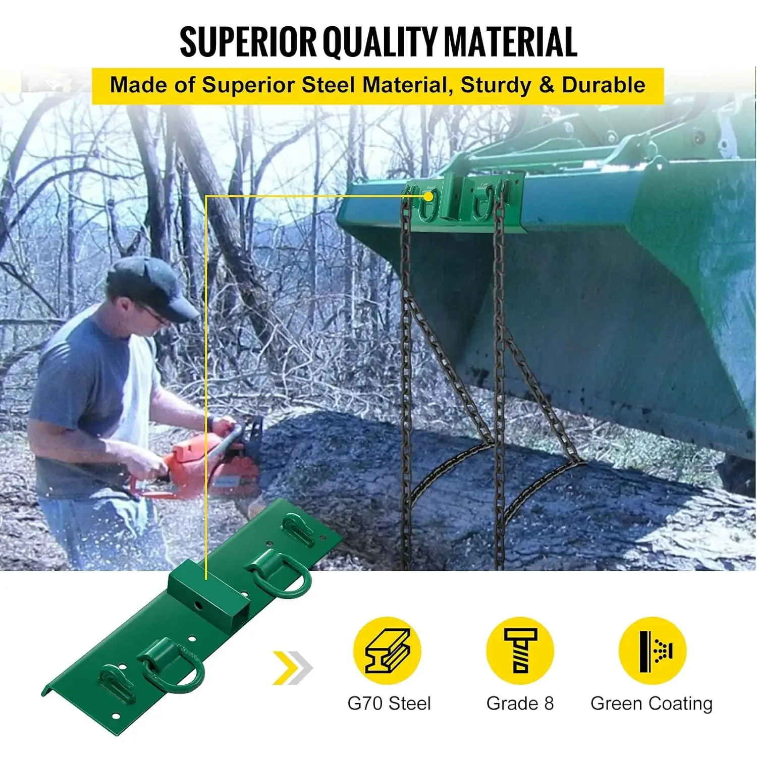 Parafuso de trator em ganchos, parafuso compacto de 1/4" em ganchos de garra, parafuso forjado máximo 4700LBS G70 em ganchos para balde de trator com 1/2"